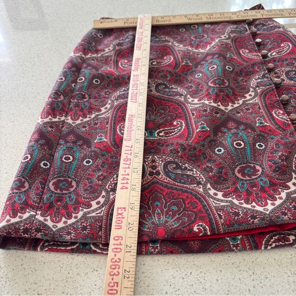 Talbots Faux Wrap Skirt Paisley Print Side Button Size 4 Petite Fully Lined NEW - Picture 11 of 14